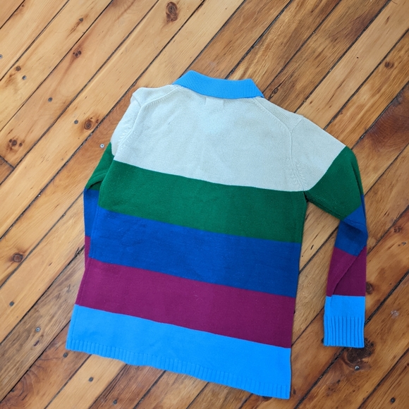 (4) vtg 1970s striped oversized collar retro sweater - Picture 2 of 4